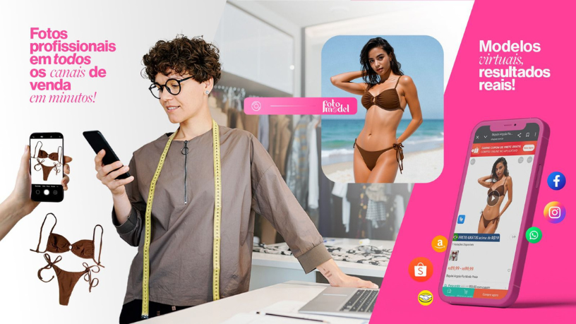 Através do FotoModel, é possível montar vitrines online impactantes com poucos cliques, combinando eficiência visual e resultado comercial.
